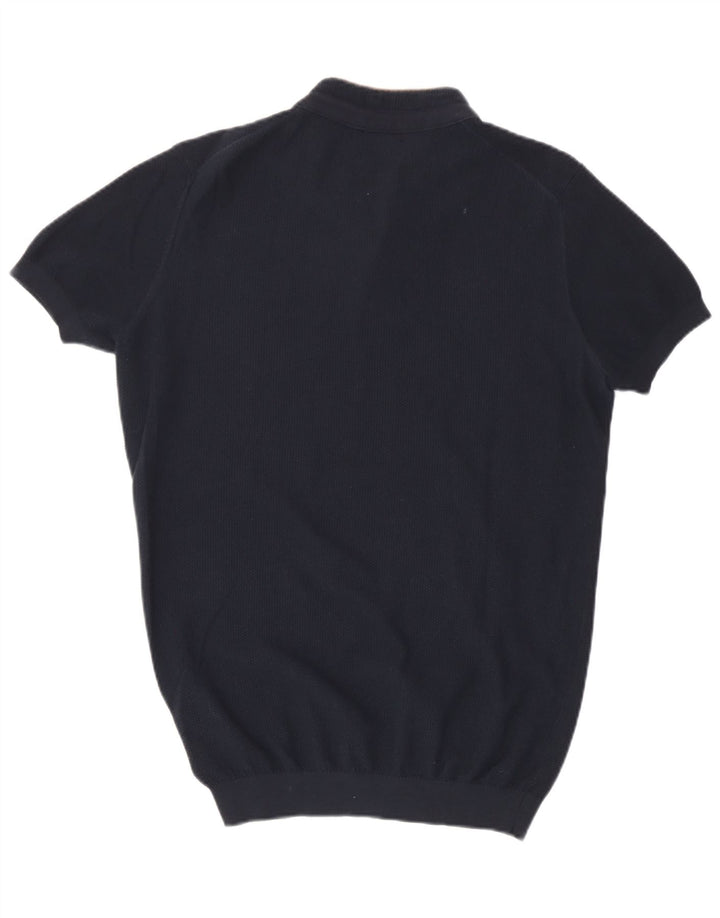 Massimo Dutti Mens Polo Shirt Medium Navy Blue Cotton