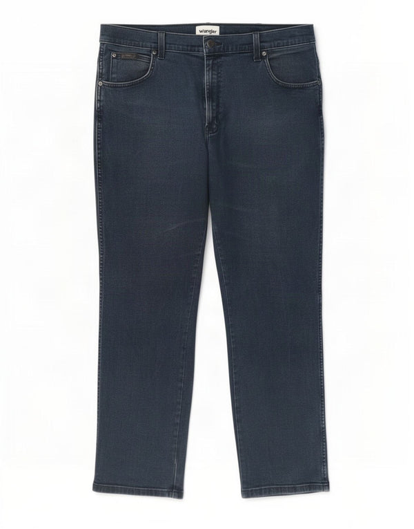 Wrangler Mens Texas Straight Jeans W38 L30 Navy Blue Cotton