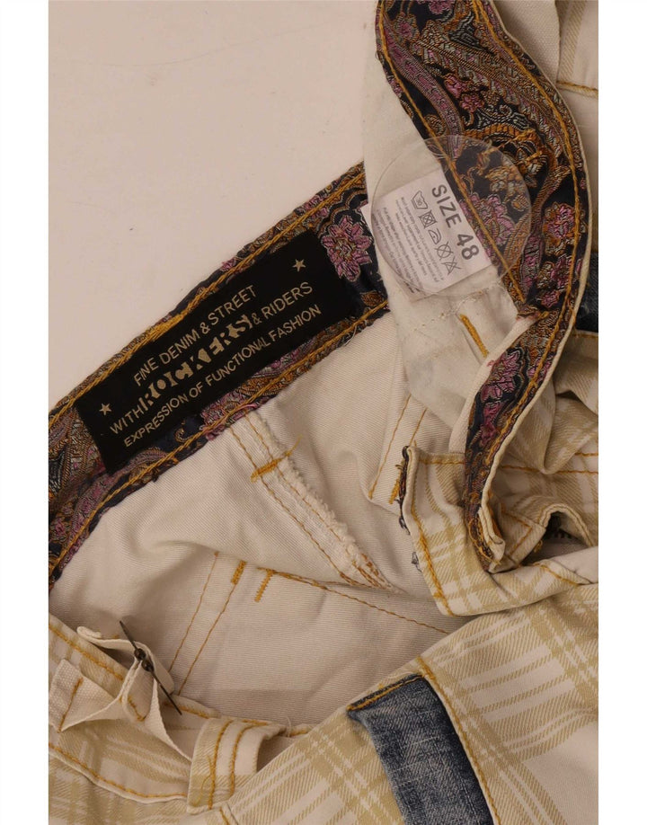 Vintage Mens Regular Cargo Shorts IT 48 Medium W34 Beige Plaid
