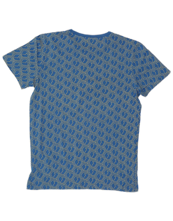 Jack & Jones Mens Graphic T-Shirt Top Medium Blue Geometric
