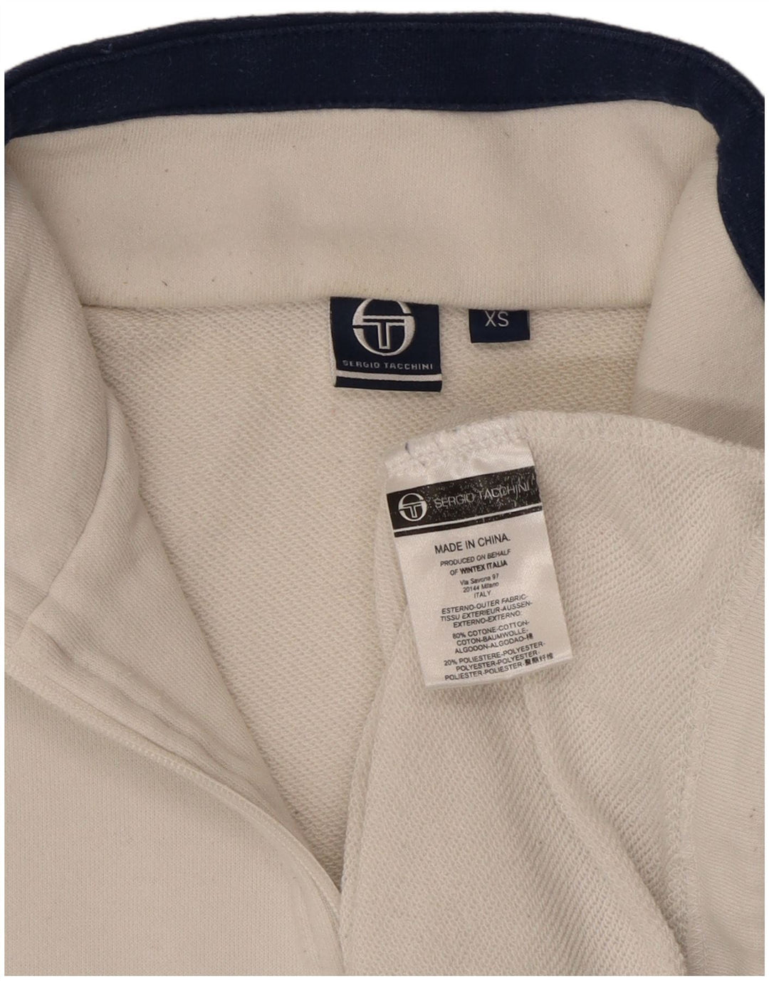 SERGIO TACCHINI Womens Oversized Crop Sweatshirt Jumper UK 6 XS White