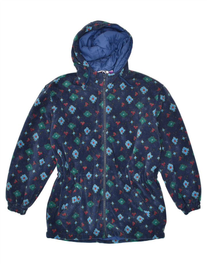 FILA Womens Hooded Padded Jacket IT 46 Large Navy Blue Geometric | Vintage Fila | Thrift | Second-Hand Fila | Used Clothing | Messina Hembry 