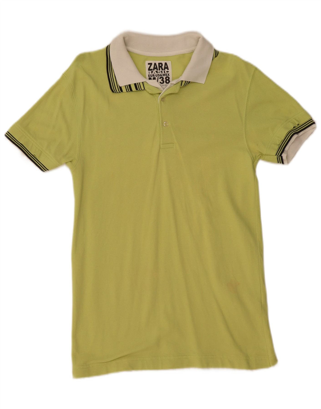 ZARA Mens Polo Shirt Medium Green Cotton