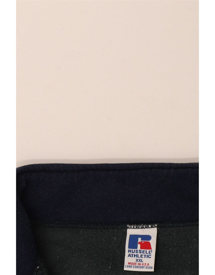 RUSSELL ATHLETIC Mens Zip Neck Sweatshirt Jumper 2XL Blue Cotton