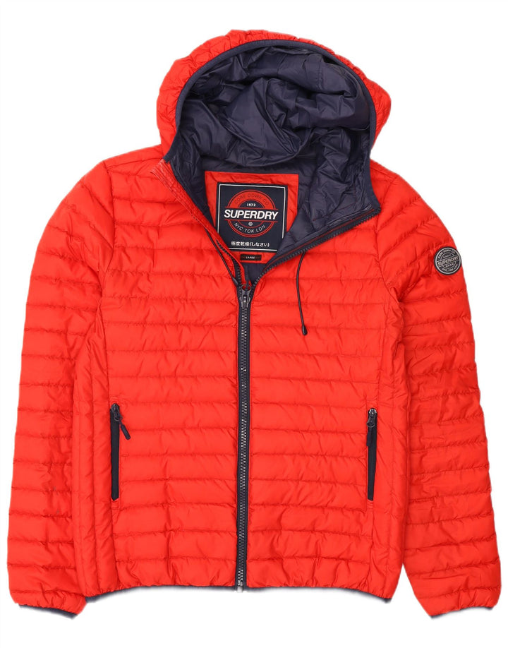 Superdry Mens Hooded Padded Jacket UK 40 Large Red Polyester