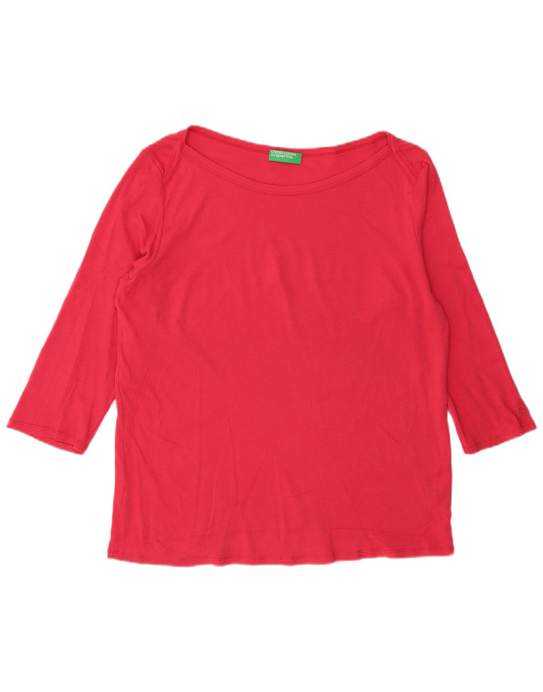 BENETTON Womens Top 3/4 Sleeve UK 14 Large Red