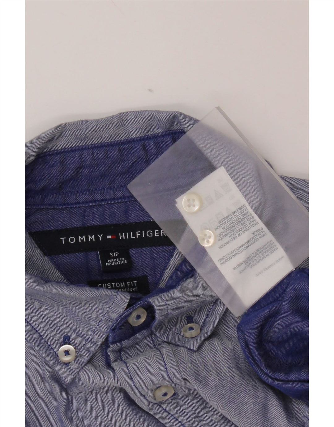 Tommy Hilfiger Mens Custom Fit Shirt Small Blue Cotton