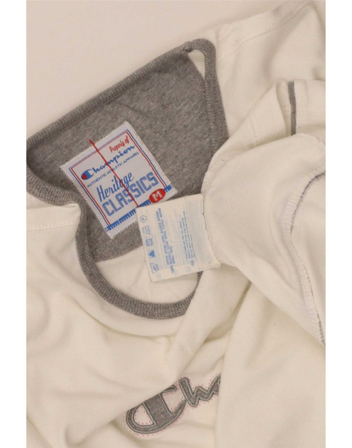 Champion Womens Graphic Top Long Sleeve UK 12 Medium White
