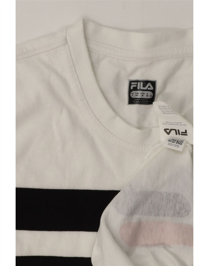 FILA Mens Graphic T-Shirt Top Medium White Striped Cotton