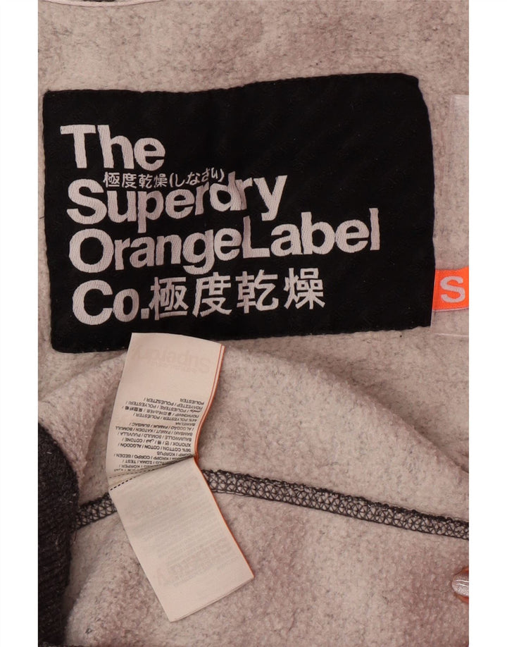 SUPERDRY Mens Hoodie Jumper Small Grey Flecked Cotton