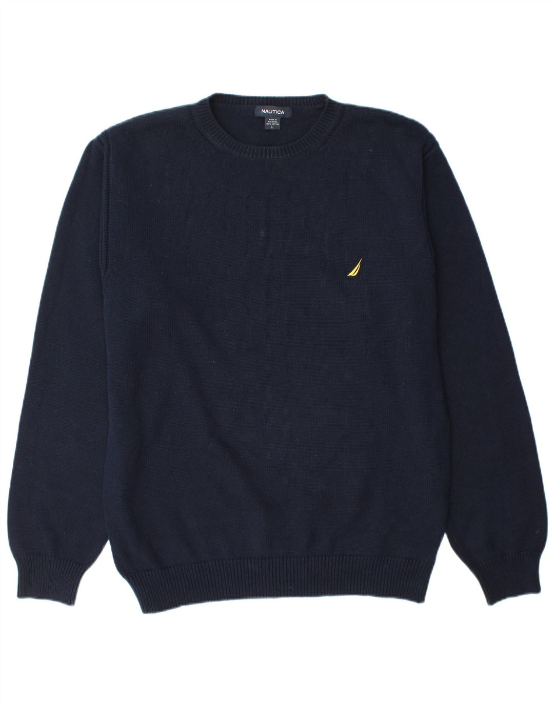 NAUTICA Mens Crew Neck Jumper Sweater Large Navy Blue Cotton