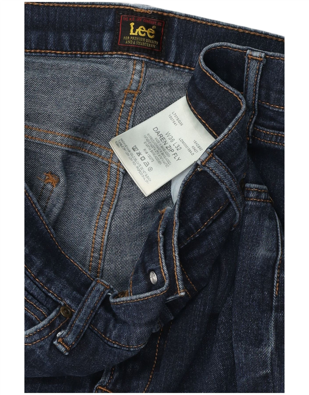 LEE Mens Daren Zip Fly Straight Jeans W36 L32 Blue Cotton