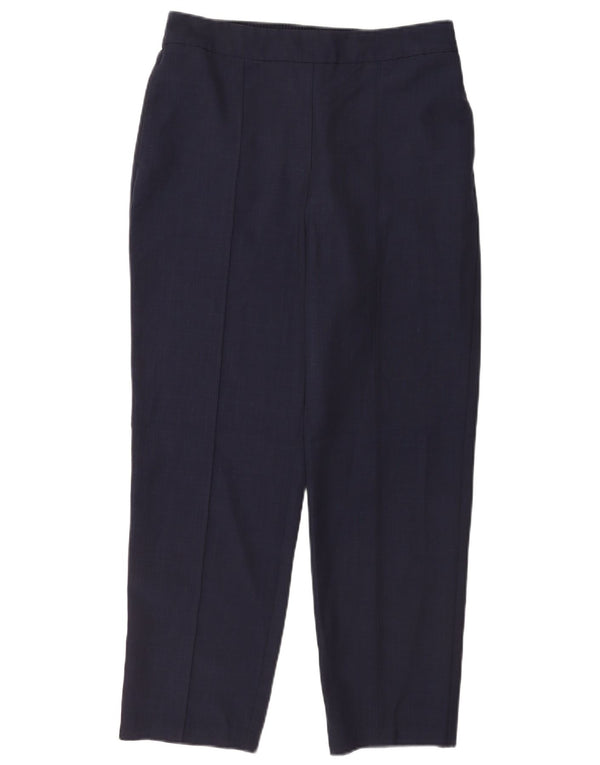 Marks & Spencer Womens Chino Trousers UK 14 Large W32 L27 Navy Blue Check