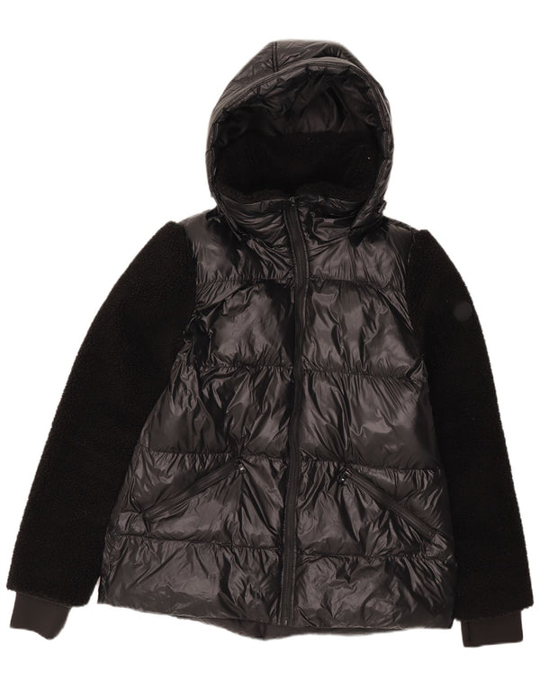 Michael Kors Womens Hooded Padded Jacket UK 14 Medium Black Nylon