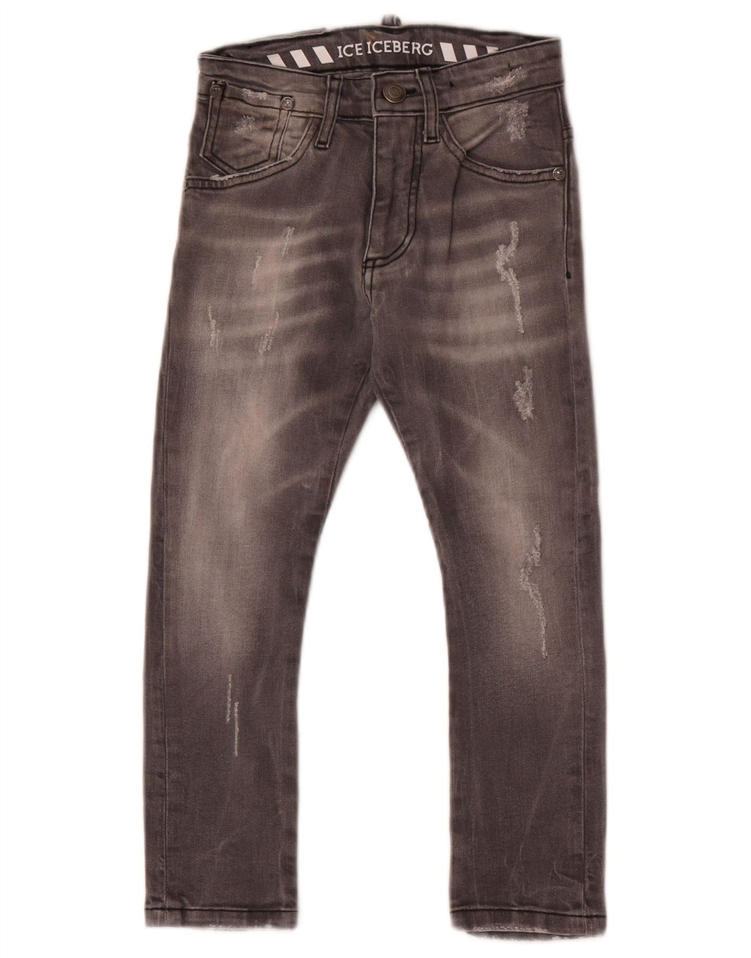 Iceberg Boys Distressed Slim Jeans 6-7 Years W22 L20 Grey
