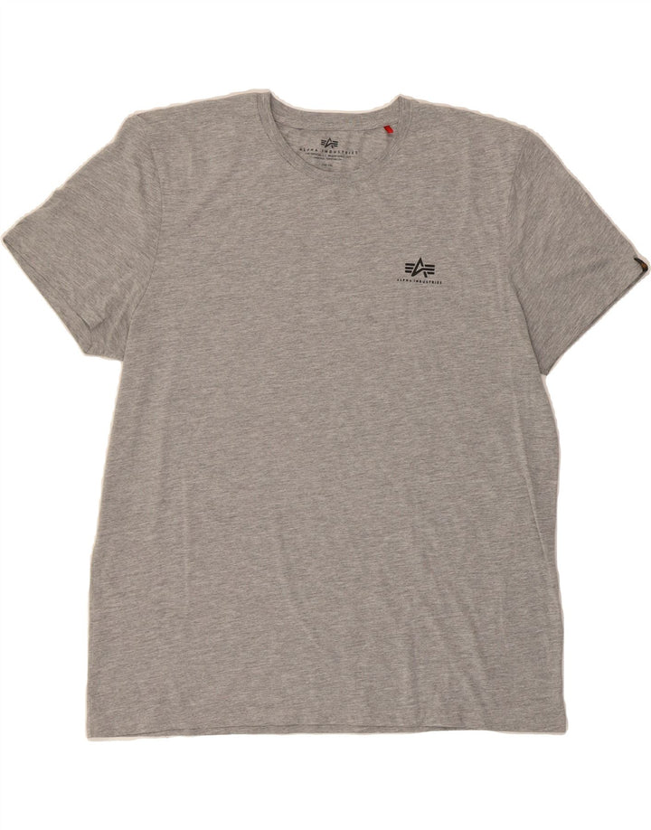 ALPHA INDUSTRIES Mens T-Shirt Top 2XL Grey Cotton Vintage Alpha Industries and Second-Hand Alpha Industries from Messina Hembry 
