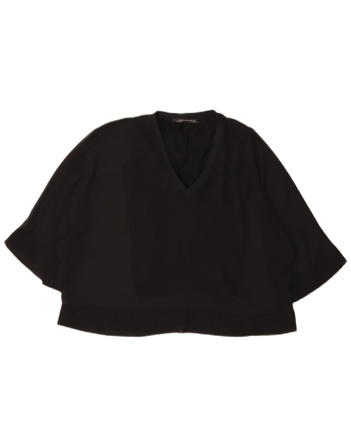 Zara Womens 3/4 Sleeve Blouse Top UK 12 Medium Black