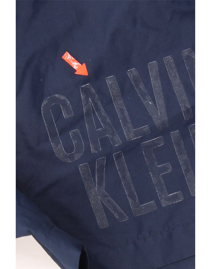 Calvin Klein Mens Graphic Swimming Shorts Medium  Navy Blue Polyester