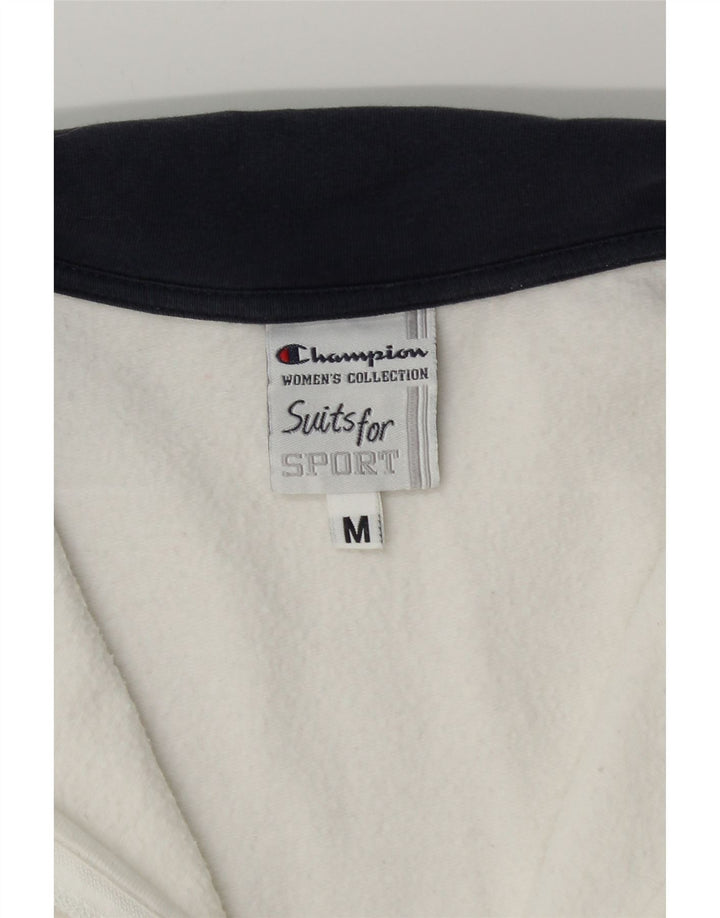CHAMPION Womens Tracksuit Top Jacket UK 14 Medium White Striped Cotton