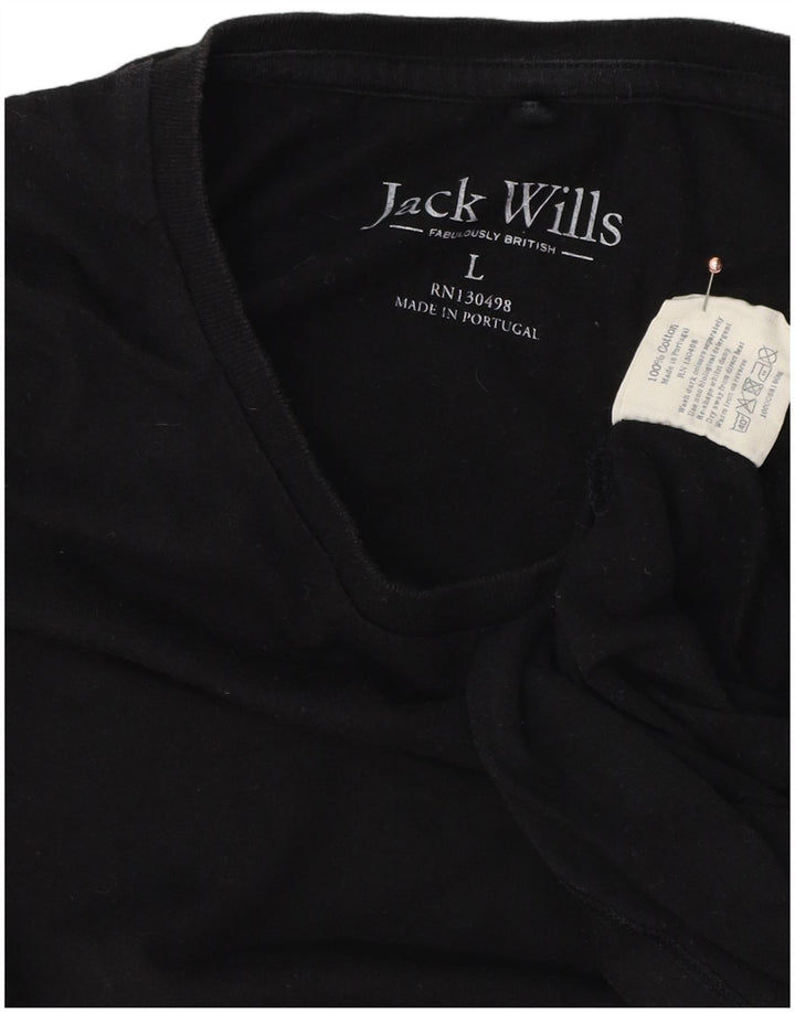JACK WILLS Mens T-Shirt Top Large Black Cotton