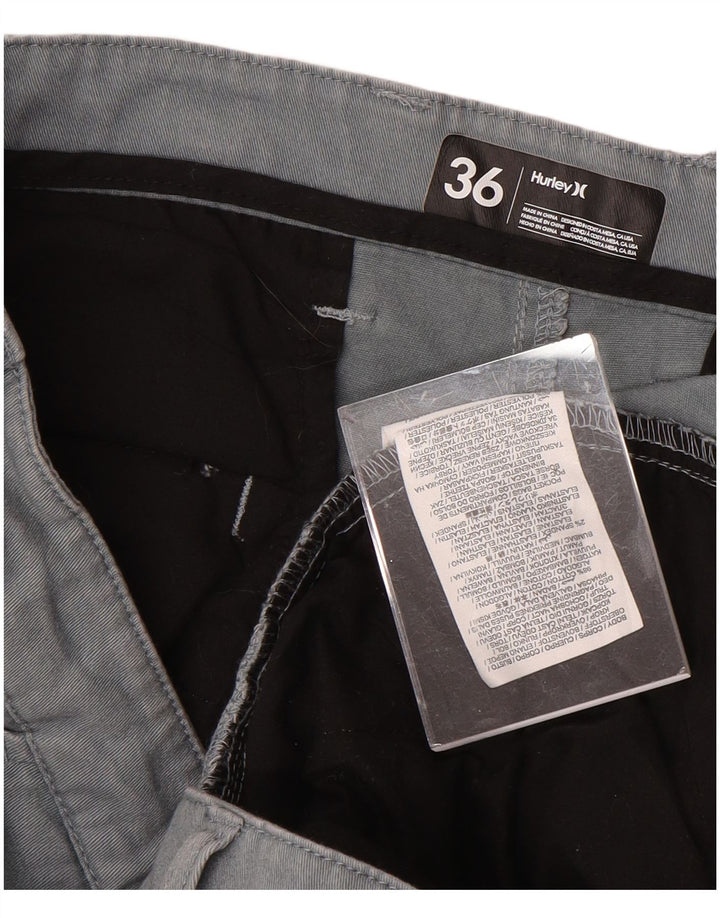 HURLEY Mens Straight Chino Trousers W36 L32 Grey Cotton