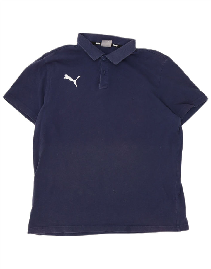 Puma Mens Polo Shirt Large Navy Blue Cotton