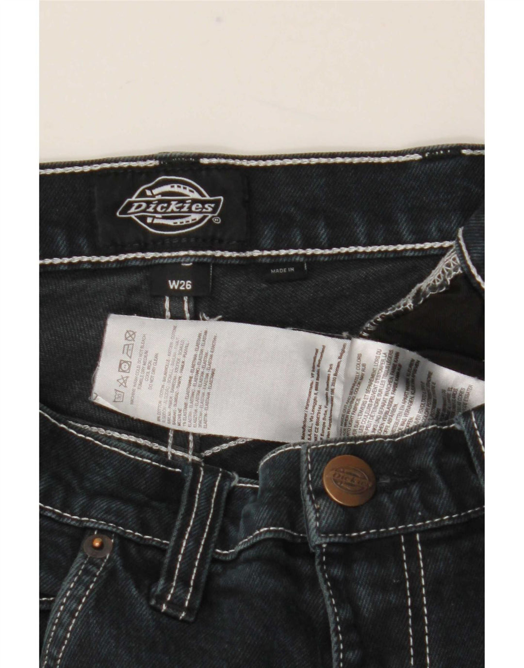 Dickies Mens Cargo Slim Jeans W26 L28 Black Cotton