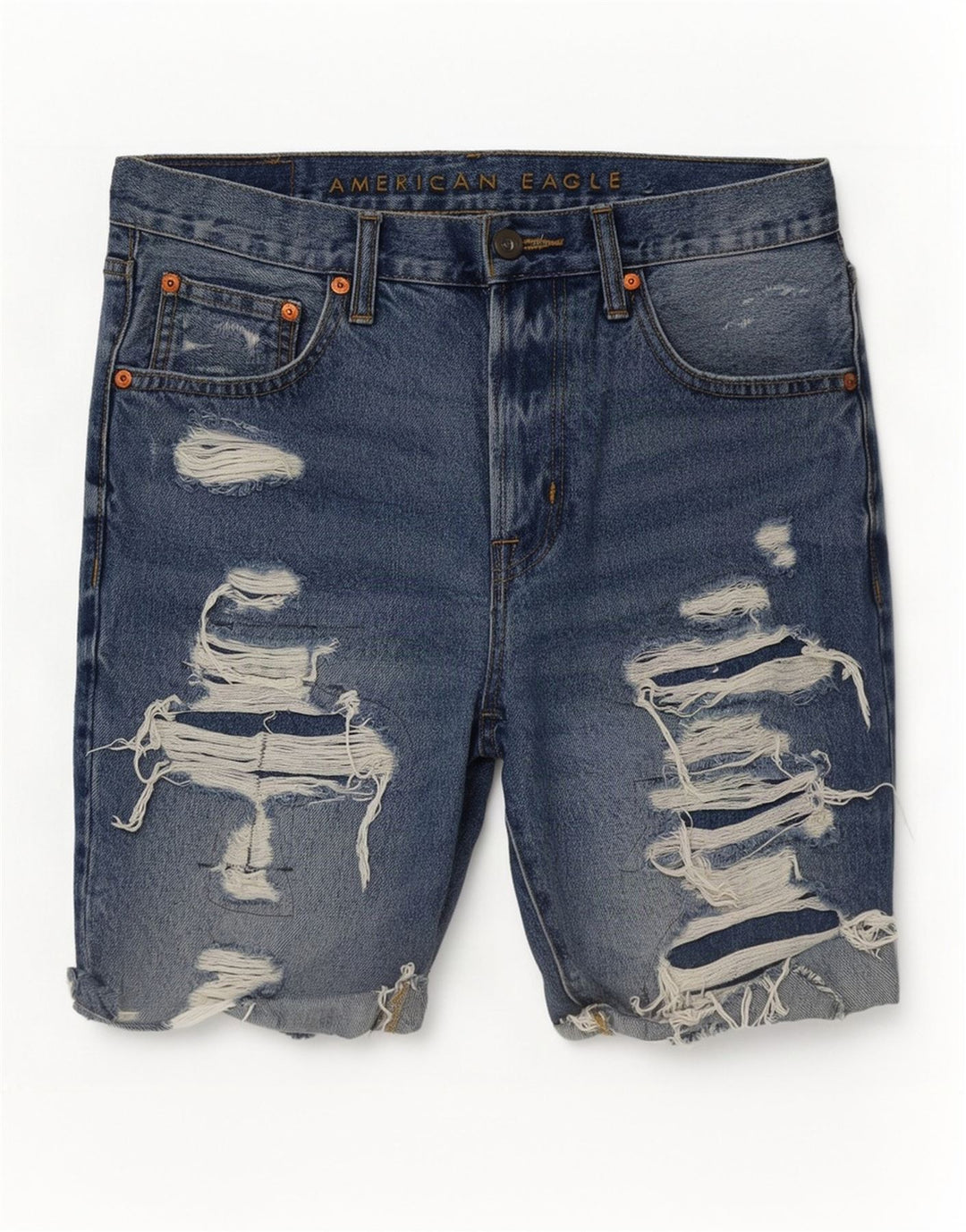 American Eagle Mens Distressed Denim Shorts W31 Medium Blue Cotton