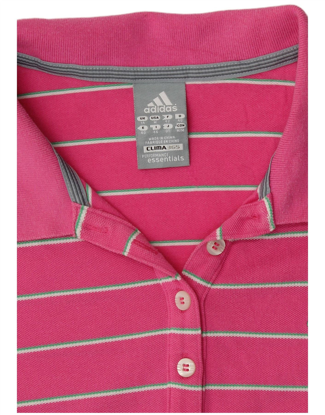 ADIDAS Womens Clima 365 Polo Shirt UK 14 Medium Pink Striped