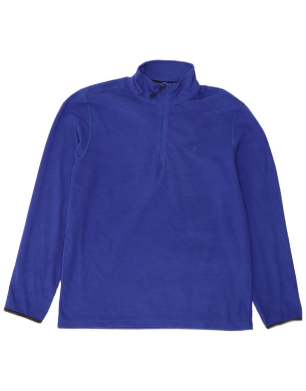 Champion Mens Zip Neck Fleece Jumper XL Blue