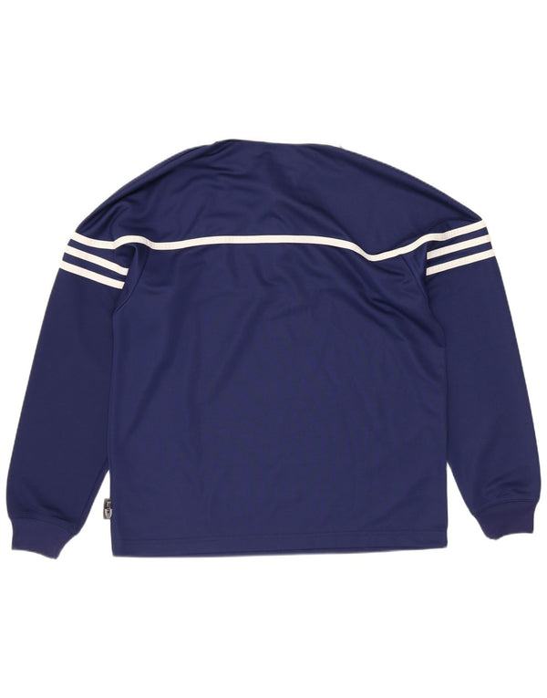 Adidas Boys Long Sleeve Rugby Polo Shirt 13-14 Years Navy Blue Colourblock