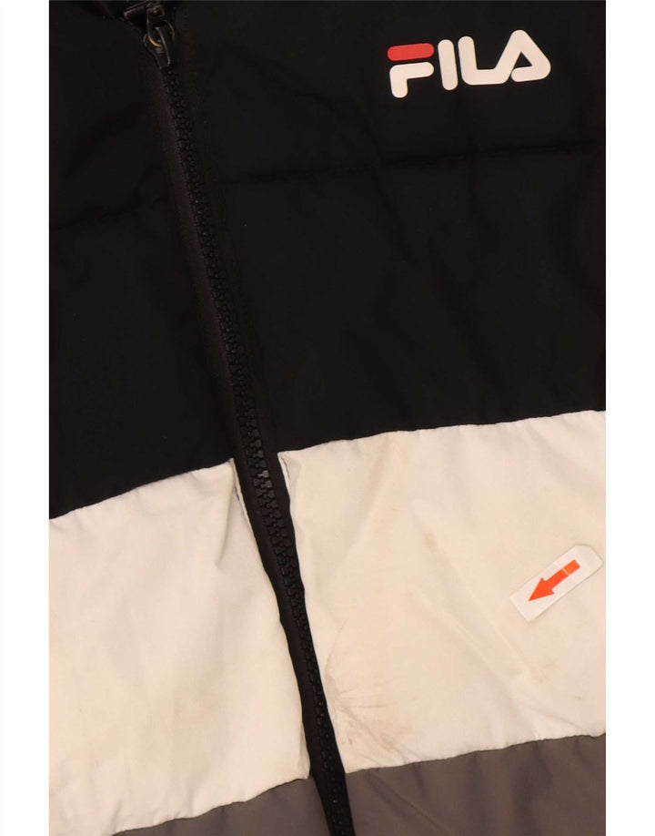 Fila Boys Graphic Padded Jacket 12-13 Years Black Colourblock Polyester