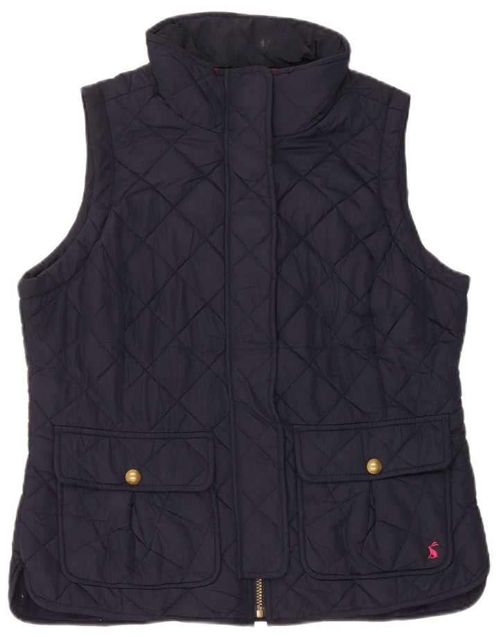 Joules Womens Quilted Gilet UK 14 Large Navy Blue Polyester