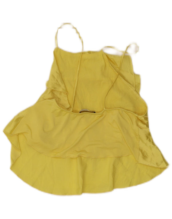 Zara Womens Sleeveless Tiered Top UK 8 Small Yellow