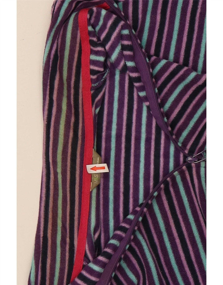 Marks & Spencer Womens Fleece Jacket UK 22 2XL Purple Striped Polyester