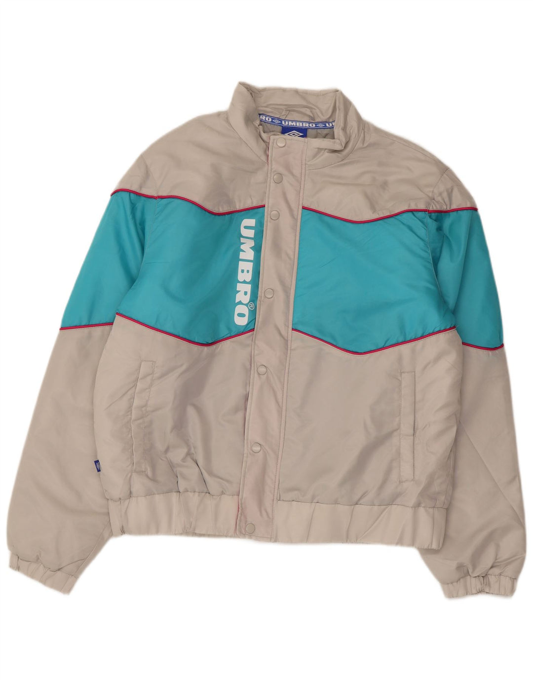 UMBRO Mens Graphic Padded Jacket UK 40 Large Grey Colourblock Nylon