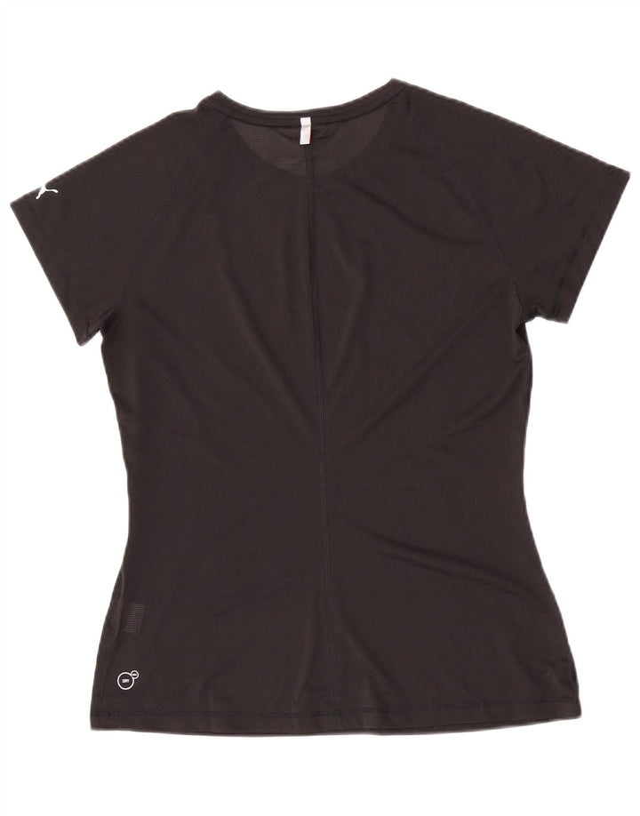 Puma Womens See Through Graphic T-Shirt Top UK 12 Medium  Black