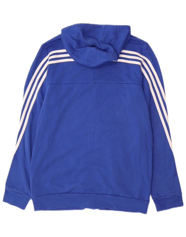 ADIDAS Boys Zip Hoodie Sweater 15-16 Years Blue Cotton