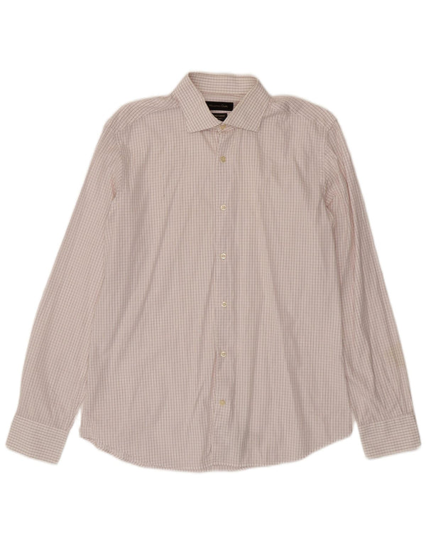 Massimo Dutti Mens Shirt EU 42 Large White Check Cotton