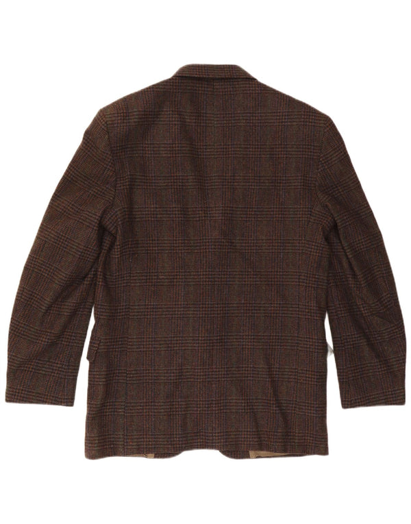 Woolrich Mens 2 Button Blazer Jacket UK 38 Medium Brown Houndstooth Wool