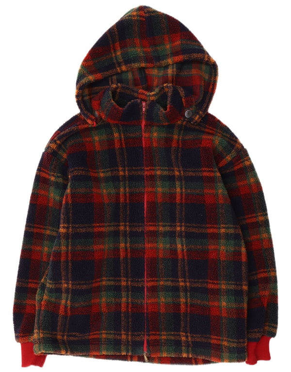 Jockey Mens Hooded Fleece Jacket UK 38 Medium Multicoloured Plaid Polyester