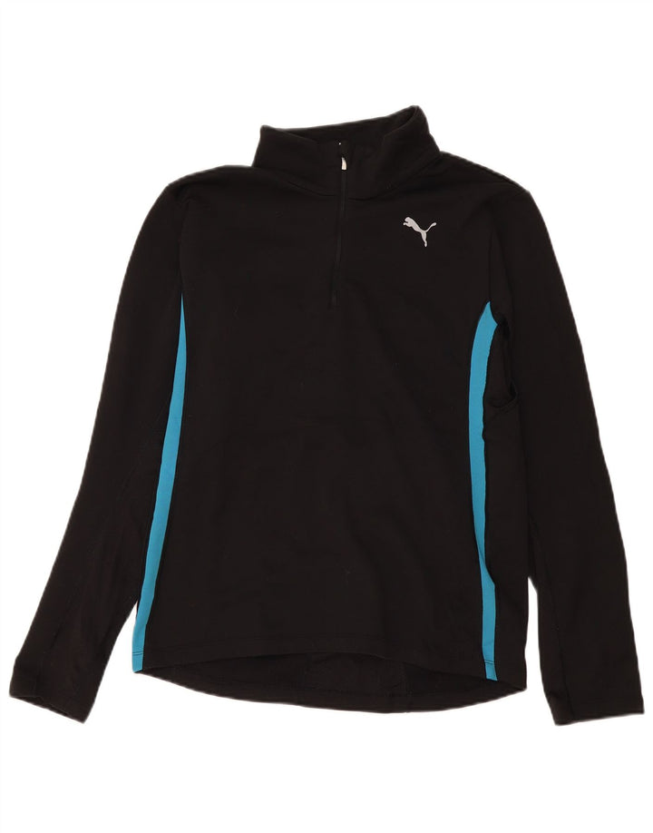 Puma Womens Zip Neck Pullover Tracksuit Top UK 14 Medium Black Colourblock