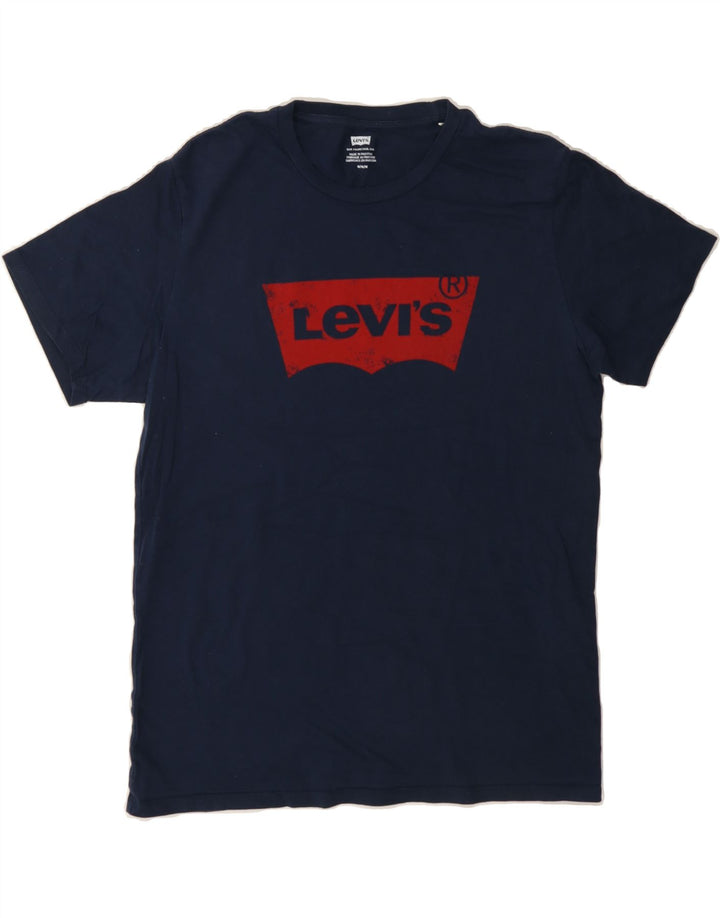 LEVI'S Mens Graphic T-Shirt Top Medium Navy Blue Cotton Vintage Levi's and Second-Hand Levi's from Messina Hembry 
