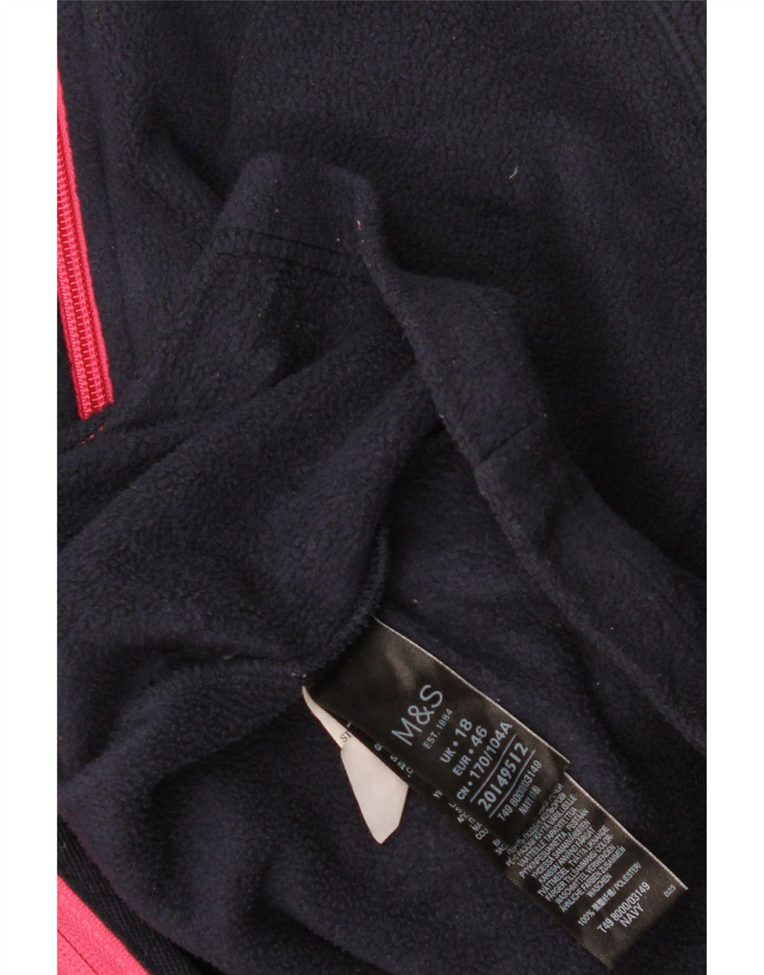 Marks & Spencer Womens Fleece Jumper UK 18 XL Navy Blue Polyester