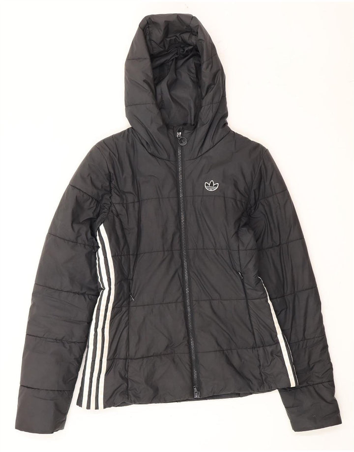 ADIDAS Womens Hooded Padded Jacket UK 10 Small  Black Polyester