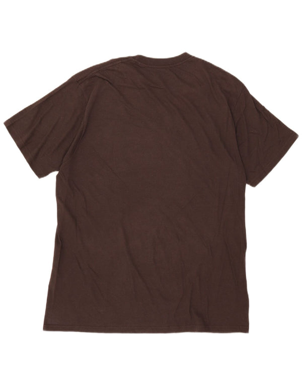 Hard Rock Cafe Mens Barcelona Graphic T-Shirt Top Large Brown Cotton