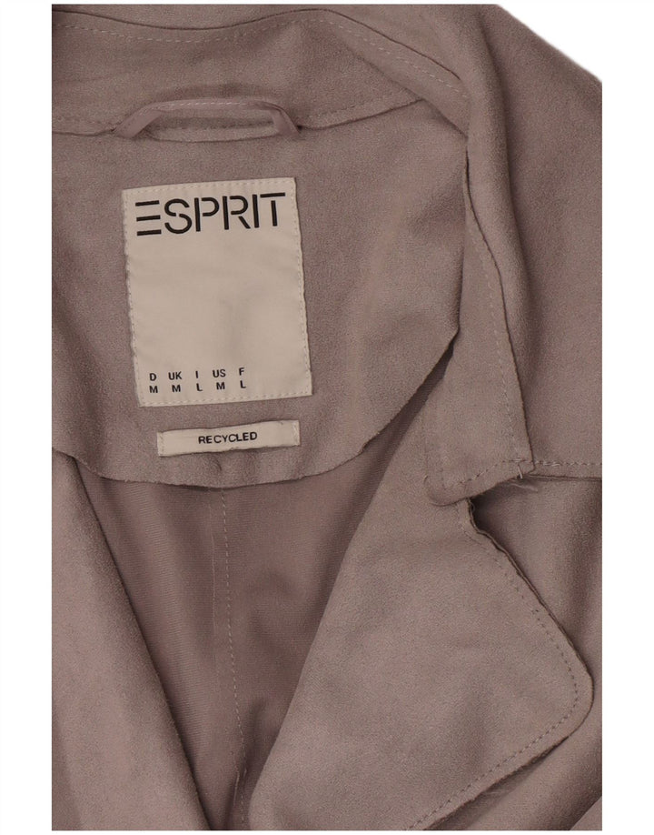 Esprit Womens Faux Suede Trench Coat UK 14 Medium Grey Polyester
