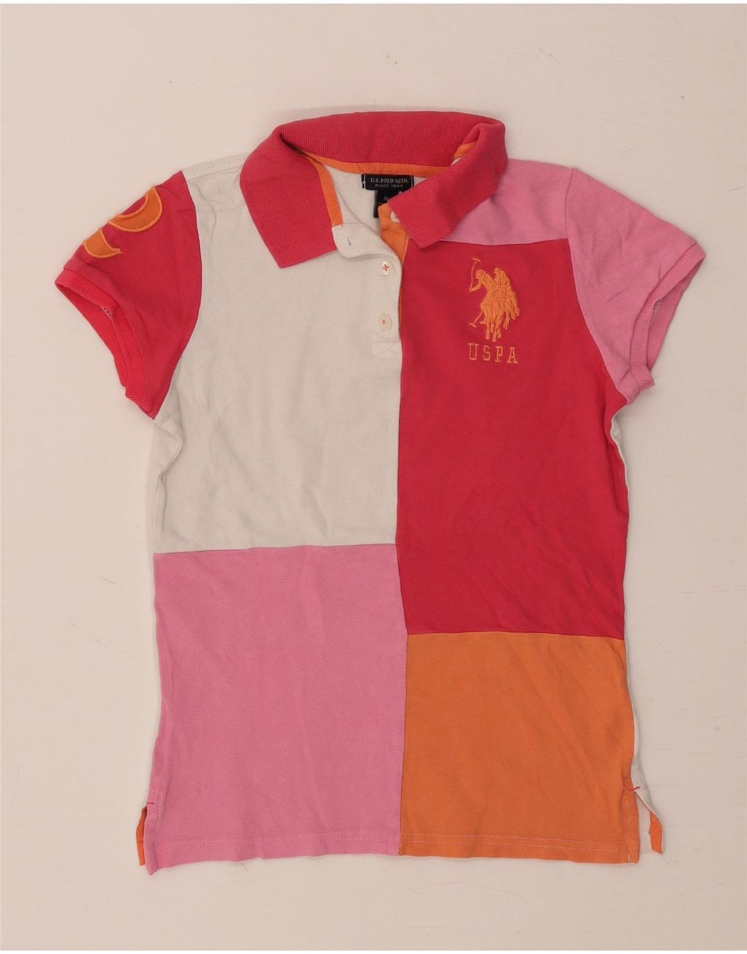 U.S. POLO ASSN. Womens Rugby Polo Shirt UK 12 Medium Multicoloured