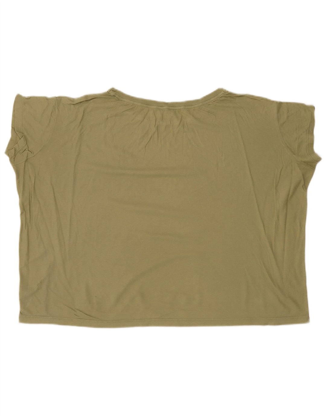 BENETTON Womens Crop Oversized T-Shirt Top UK 6 XS Khaki Cotton
