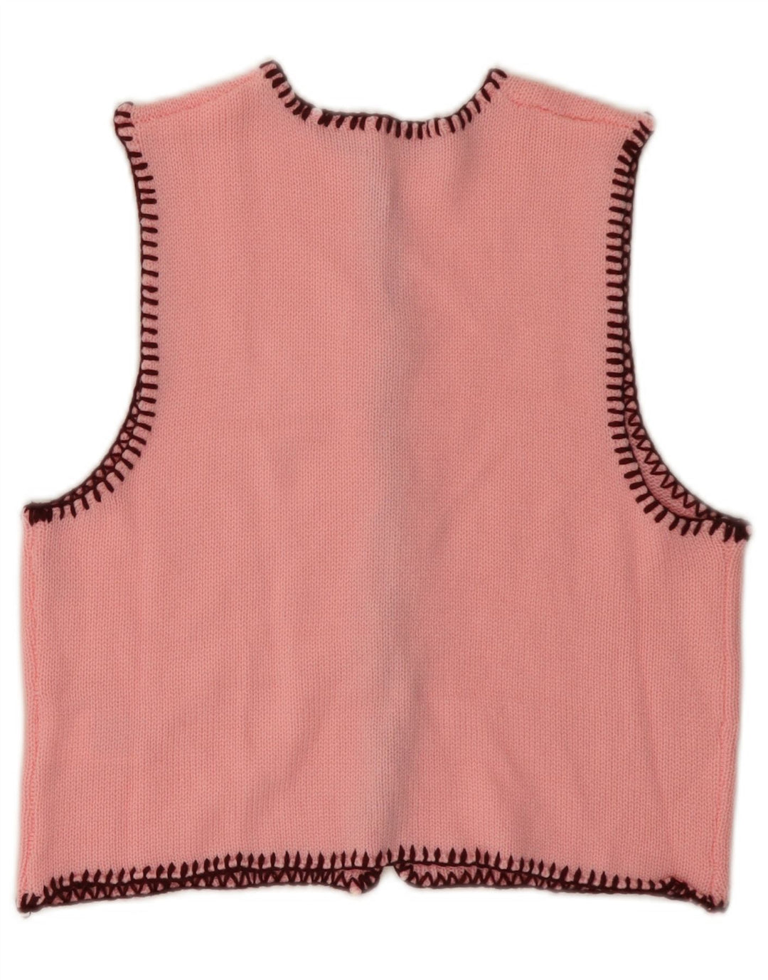 VINTAGE Womens Crop Sleeveless Cardigan Sweater UK 6 XS Pink Acrylic